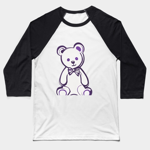 Charming Purple Bow Tie Teddy Bear Illustration No. 618 Baseball T-Shirt by cornelliusy